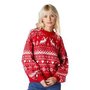 Julren Röd Oversize Jultröja Dam – X-Large