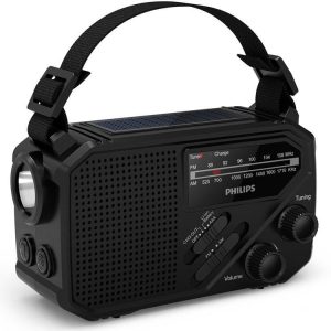 Philips Radio AM/FM Ficklampa Solcell Handvev – Svart