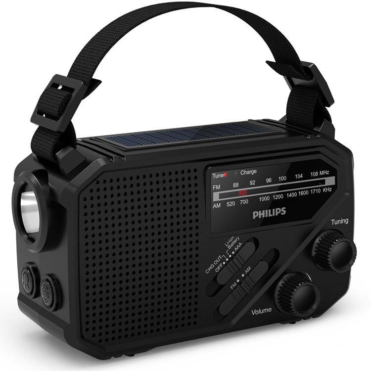 Philips Radio AM/FM Ficklampa Solcell Handvev – Svart - Bild 2