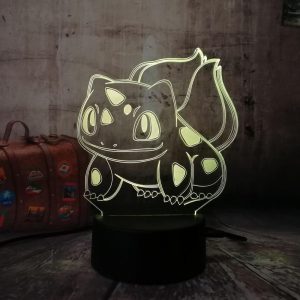 Pokémon Lampa av Bulbasaur, 7 Färger, Skiftande Ljus och Lång Batteritid – 3D Lampa