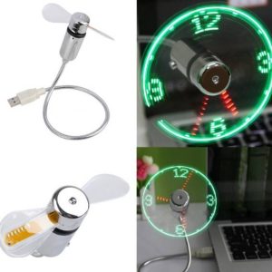 USB-fläkt med LED-ljus som visar klockan