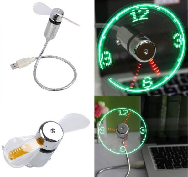 USB-fläkt med LED-ljus som visar klockan - Bild 2