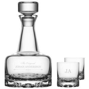 Exklusiv Orrefors karaff + 2 glas (med namn)
